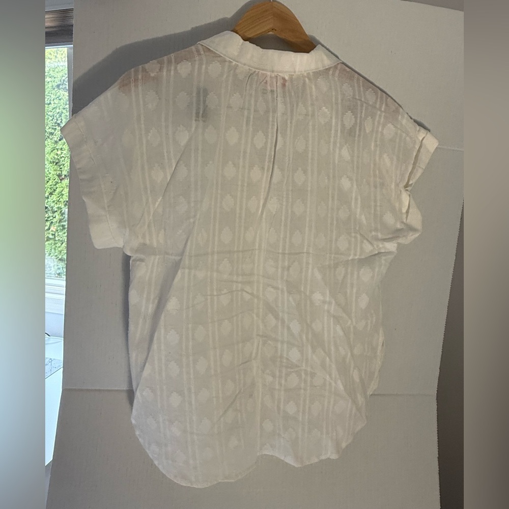 Hester & Orchard Button-Down Short Sleeve Shirt - Off White - Picture 2 of 3